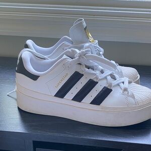 Adidas White and Black Striped Sneakers